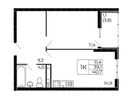 Продается 1-комнатная квартира ЖК Западные Аллеи, литера 5.2, 40.6  м&sup2;, 5075000 рублей