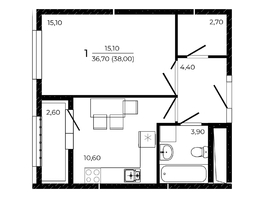 Продается 1-комнатная квартира ЖК ПРИТЯЖЕНИЕ, литер 3, 38  м&sup2;, 4940000 рублей