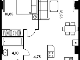 Продается 2-комнатная квартира ЖК Гринсайд, 5.1-5.5, 38.3  м&sup2;, 8530000 рублей