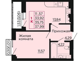 Продается 1-комнатная квартира ЖК Вишневый сад, дом 2.1, 36.5  м&sup2;, 5256000 рублей