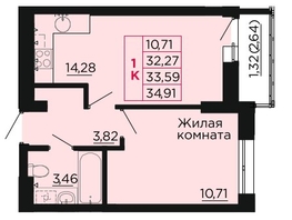 Продается 1-комнатная квартира ЖК Вишневый сад, дом 2.1, 34.2  м&sup2;, 4924800 рублей