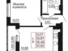 Продается 1-комнатная квартира ЖК Вишневый сад, дом 2.2, 35.7  м&sup2;, 6033300 рублей