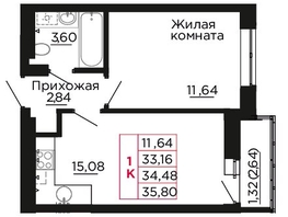 Продается 1-комнатная квартира ЖК Вишневый сад, дом 2.2, 34.8  м&sup2;, 5881200 рублей