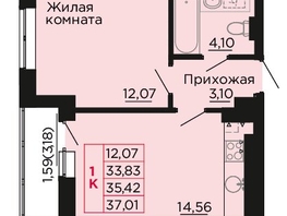 Продается 1-комнатная квартира ЖК Вишневый сад, дом 2.2, 35.4  м&sup2;, 5133000 рублей