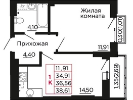Продается 1-комнатная квартира ЖК Вишневый сад, дом 2.2, 37.2  м&sup2;, 5431200 рублей