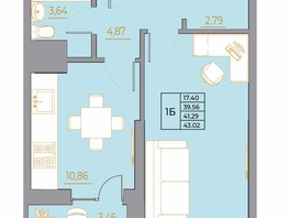 Продается 1-комнатная квартира ЖК Новый Горизонт, дом 4, 43.02  м&sup2;, 5377500 рублей