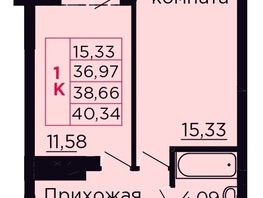 Продается 1-комнатная квартира ЖК Вишневый сад, дом 4.1, 38.66  м&sup2;, 5296420 рублей