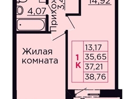 Продается 1-комнатная квартира ЖК Вишневый сад, дом 4.2, 37.21  м&sup2;, 5097770 рублей
