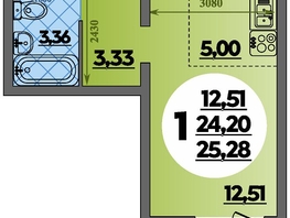 Продается Студия ЖК Платовский, литер 13, 25.28  м&sup2;, 3668128 рублей
