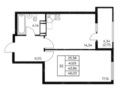 Продается 1-комнатная квартира ЖК Звезда Столицы 2, 46.03  м&sup2;, 6203923 рублей