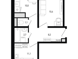 Продается 2-комнатная квартира ЖК Левенцовка Парк, лит 8-11 стр.1, сек.1,2,3, 44.9  м&sup2;, 5572539 рублей