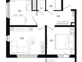 Продается 2-комнатная квартира Ткачева ул, 43.1  м&sup2;, 5415214 рублей