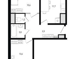 Продается 2-комнатная квартира ЖК 5 элемент Аске, лит 5-11 стр.1, сек.1,2,3,4, 51.7  м&sup2;, 6581410 рублей