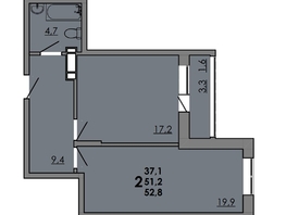 Продается 2-комнатная квартира ЖК Грей, кв-л 11-2, 52.55  м&sup2;, 7146800 рублей