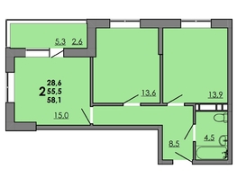 Продается 2-комнатная квартира ЖК Грей, кв-л 11-3, 58.1  м&sup2;, 7901600 рублей