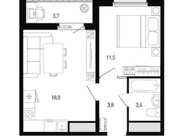 Продается 1-комнатная квартира Ткачева ул, 39.5  м&sup2;, 5062320 рублей