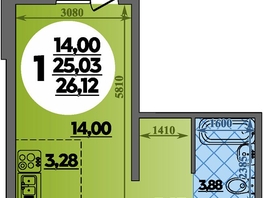 Продается Студия ЖК Суворовский, литера 2, 26.12  м&sup2;, 3530000 рублей