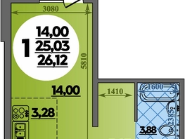 Продается Студия ЖК Суворовский, литера 1, 26.12  м&sup2;, 3520000 рублей
