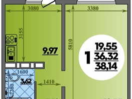 Продается 1-комнатная квартира ЖК Суворовский, литера 2, 38.14  м&sup2;, 4789999 рублей