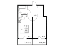 Продается 1-комнатная квартира ЖК Звезда Столицы 2, 48.5  м&sup2;, 6596000 рублей
