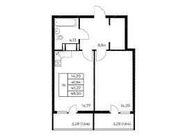 Продается 1-комнатная квартира ЖК Звезда Столицы 2, 48.5  м&sup2;, 6499000 рублей