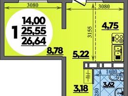 Продается Студия ЖК Платовский, литер 14, 26.64  м&sup2;, 3623040 рублей