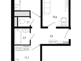 Продается 2-комнатная квартира Ткачева ул, 44.6  м&sup2;, 5535306 рублей