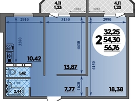Продается 2-комнатная квартира ЖК Суворовский, литера 7, 56.76  м&sup2;, 6822552 рублей