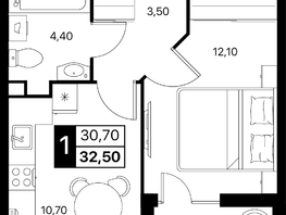 Продается 1-комнатная квартира ЖК Эстет, литер 48.2, 32.5  м&sup2;, 5240625 рублей