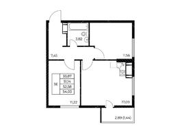 Продается 2-комнатная квартира ЖК Звезда Столицы 2, 54.03  м&sup2;, 7915395 рублей