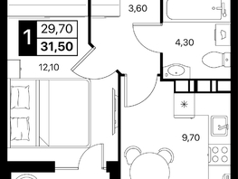 Продается 1-комнатная квартира ЖК Эстет, литер 48.2, 31.5  м&sup2;, 5111190 рублей