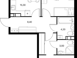 Продается 2-комнатная квартира ЖК Эстет, литер 49.2, 62.7  м&sup2;, 8957322 рублей