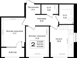 Продается 1-комнатная квартира ЖК Придонье, литер 3.1, 38.6  м&sup2;, 5018000 рублей