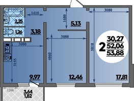Продается 2-комнатная квартира ЖК Суворовский, литера 2, 53.88  м&sup2;, 6779999 рублей