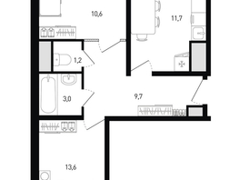 Продается 2-комнатная квартира ЖК 5 элемент Аске, лит 5-11 стр.1, сек.1,2,3,4, 51.5  м&sup2;, 8564450 рублей