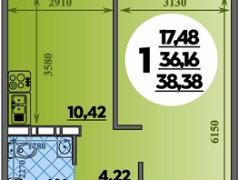 Продается 1-комнатная квартира ЖК Суворовский, литера 7, 38.38  м&sup2;, 4828204 рублей