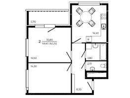 Продается 2-комнатная квартира ЖК ПРИТЯЖЕНИЕ, литер 3, 62.25  м&sup2;, 7558200 рублей