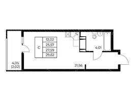 Продается Студия ЖК Звезда Столицы 2, 29.62  м&sup2;, 5044286 рублей