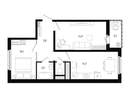Продается 2-комнатная квартира ЖК 5 элемент Аске, лит 5-11 стр.2, сек.5,6, 52.3  м&sup2;, 6453820 рублей