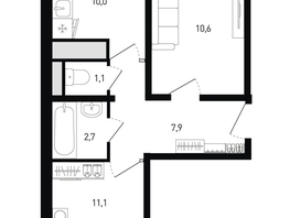 Продается 2-комнатная квартира ЖК 5 элемент Аске, лит 5-11 стр.2, сек.5,6, 44.8  м&sup2;, 6115200 рублей