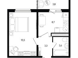 Продается 1-комнатная квартира ЖК 5 элемент Аске, лит 5-11 стр.2, сек.5,6, 32.2  м&sup2;, 4585280 рублей