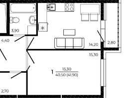 Продается 1-комнатная квартира ЖК ПРИТЯЖЕНИЕ, литер 3, 41.9  м², 5614600 рублей