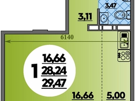 Продается Студия ЖК Суворовский, литера 7, 29.47 м², 4395165 рублей