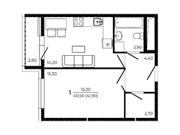 Продается 1-комнатная квартира ЖК ПРИТЯЖЕНИЕ, литер 3, 41.9  м², 5656500 рублей