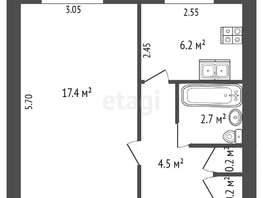 Продается 1-комнатная квартира Ворошилова ул, 30  м², 3670000 рублей