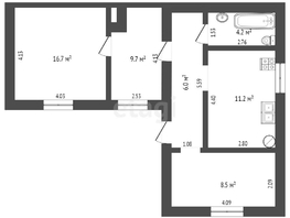 Продается 3-комнатная квартира заводская, 56.7  м², 3600000 рублей