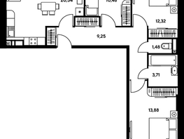 Продается 3-комнатная квартира ЖК Гринсайд, 3.1-3.4, 74.3  м², 14620000 рублей