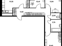 Продается 3-комнатная квартира ЖК Малина Парк, дом 1, 80.33  м², 9420000 рублей