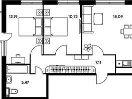 Продается 3-комнатная квартира ЖК Малина Парк, дом 1, 56.9  м², 9890000 рублей