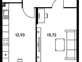 Продается 1-комнатная квартира ЖК Малина Парк, дом 1, 42.73  м², 7900000 рублей